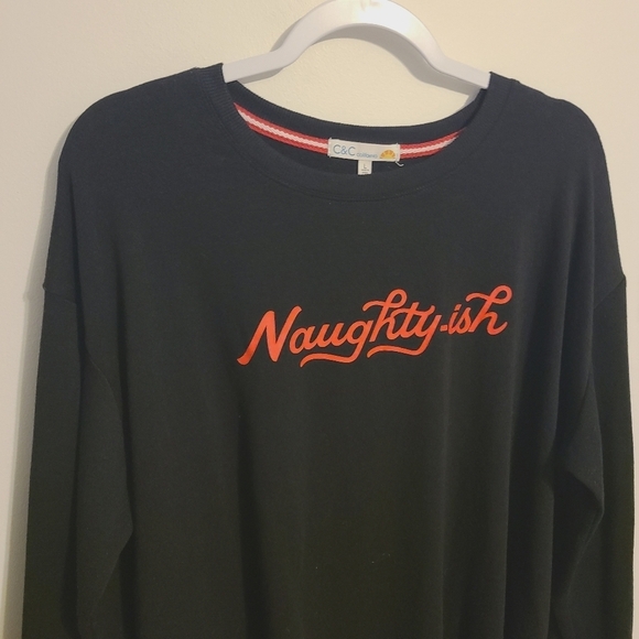 C&C California | Women's Chic Black Naughty-ish Graphic Sweatshirt (Size Large) - Picture 3 of 11